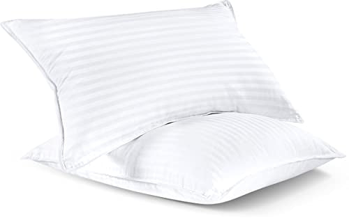 White Standard Bed Pillows Set of 2 - Plush Support & Breathable Cover