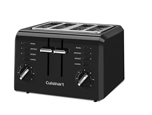 Cuisinart 4-Slice Compact Toaster with Black Finish, Wide Slots & 7 Shade Settings