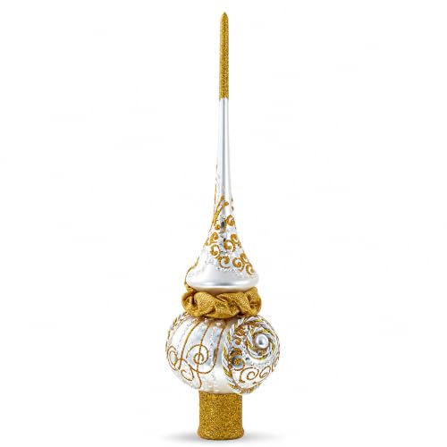 BestPysanky Handmade Christmas Tree Topper with Twisted Rope & Bow, 11 Inches