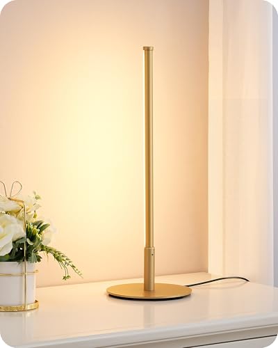 EDISHINE Gold Dimmable LED Table Lamp with Touch Control & Soft Silicone Shade