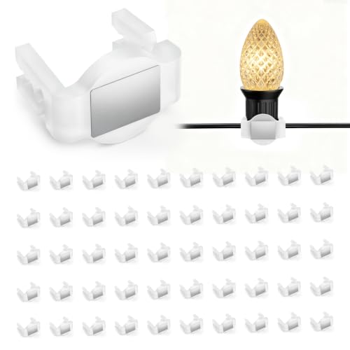 Brightown 100-Pack Magnetic Christmas Light Clips for C7/C9 Sockets White - Reusable
