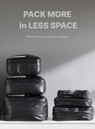POIXM Medium Travel Vacuum Bags with Pump 3 Pack – Space Saver Carry-On Storage