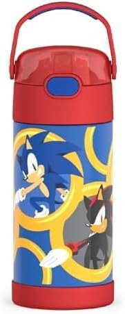 THERMOS FUNTAINER Water Bottle - 12 Ounce Kids Stainless Steel Insulated Bottle with Straw | Sonic the Hedgehog
