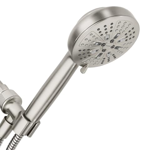 Spot Resist Brushed Nickel High Pressure Handheld Shower Head with 8 Settings - Pack of 1
