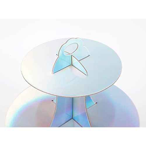 3-Tier Cupcake Stand, Round Rainbow Cake Stand Holder, Tiered DIY Cupcake Stand Tower for Dessert Table Displays, Birthday Theme Party Favors Decoration, Floral Tea Party, 12" W x 12.8" H, Laser