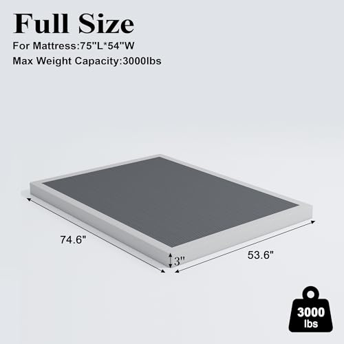 Vehowy 3 Inch Low Profile Full Size Metal Box Spring Bed Base - Heavy Duty Support