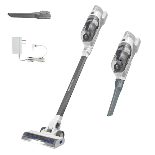 Cordless Stick Vacuum Cleaner - 16V Max, Multi-Surface, LED Lights, Lightweight, Self-Standing, Anti-Tangle - Black+Decker PowerSeries