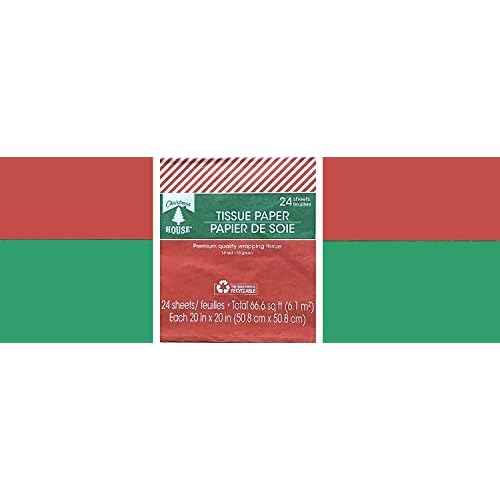 24 Red & Green Christmas Tissue Paper (Solid Colors)