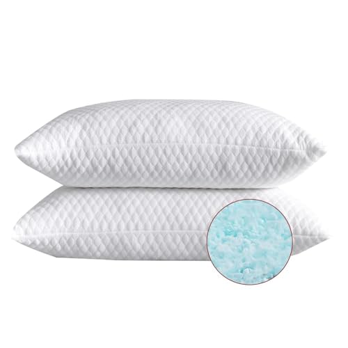 White Queen Shredded Memory Foam Pillow Set of 2 - Hypoallergenic Sleep Support