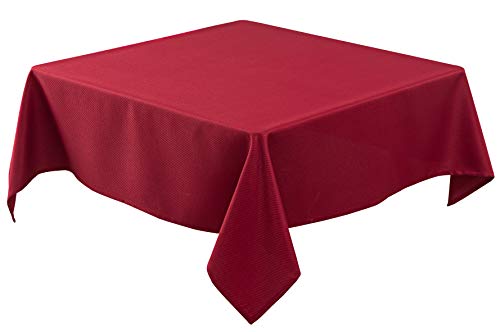 Biscaynebay Textured Fabric Round Tablecloths 60 Inches for Tables diameters from 28" to 48", White Table Cloth Water Resistant Small Circle Folding Table Covers for Dining Kitchen Wedding Parties