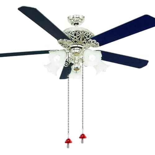 Ceiling Fan Pull Chain Extender with Mushroom Ornament ? 12Inch Adjustable Fan Chain Pulls & Ball Connector, Rustproof Zinc Alloy for Indoor/Outdoor Light Fixtures (Red)