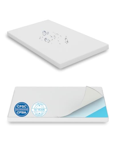 Memory Foam Mattress Topper 2 Inch Gel-Infused Water-Resistant Cover - Pure White, 27.5x52 Inches - Variation 01