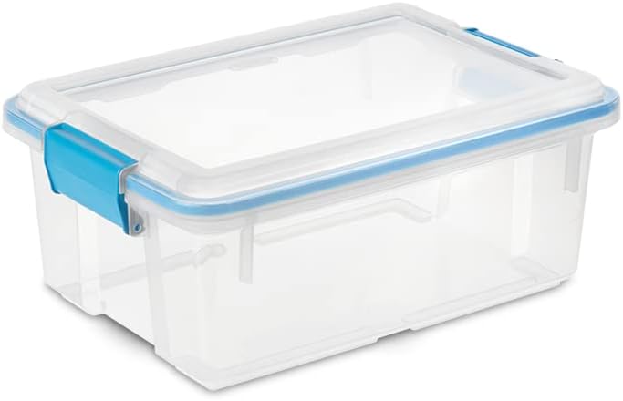 Sterilite 7.5 Qt Gasket Box - Stackable Storage Bin with Latching Lid | Clear Plastic Container, 6-Pack