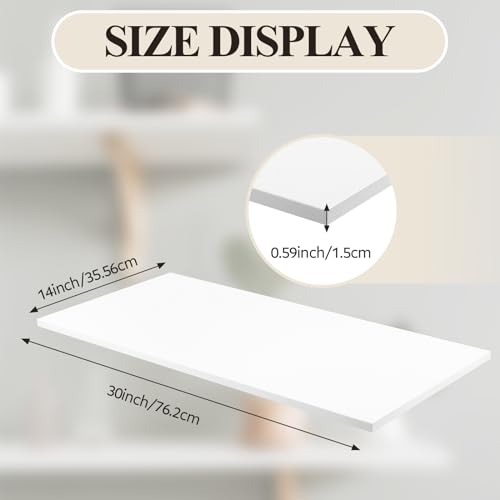 Menkxi 4 Pcs Floating Wall Shelves 30x14 Inch White Wood Shelves Set