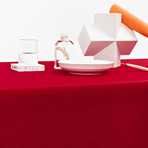 60x102 inch Red Rectangular Tablecloth - 210 GSM Polyester, Waterproof & Wrinkle-Resistant for Parties
