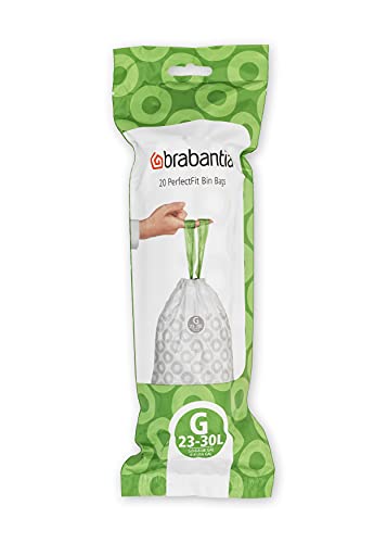 Brabantia PerfectFit Trash Bags White 6-8 Gallon Pack of 120 with Drawstring Handles - Variation of THIS listing
