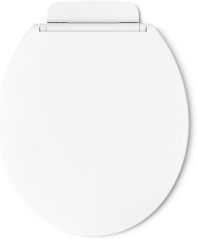 KOHLER K-27332-0 Glissade ReadyLatch Quiet Close Round Toilet Seat, White, Grip-Tight Hardware, Quiet Close Lid Prevents Slamming