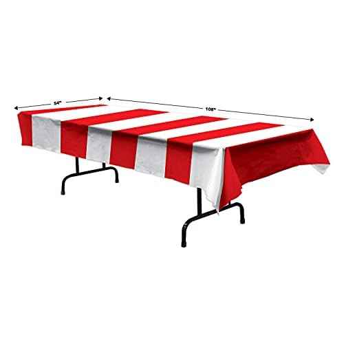 Beistle Red and White Striped Plastic Tablecover