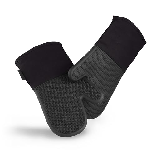 HexClad Silicone Oven Mitts Set of 2 Heat-Resistant to 500°F Kitchen Safety Gloves