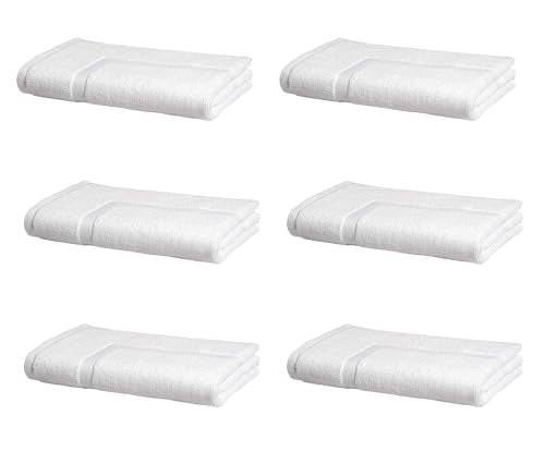 Amazon Basics 6-Pack 20x30 Inch White Cotton Bath Mats - Soft, Absorbent, Machine Washable