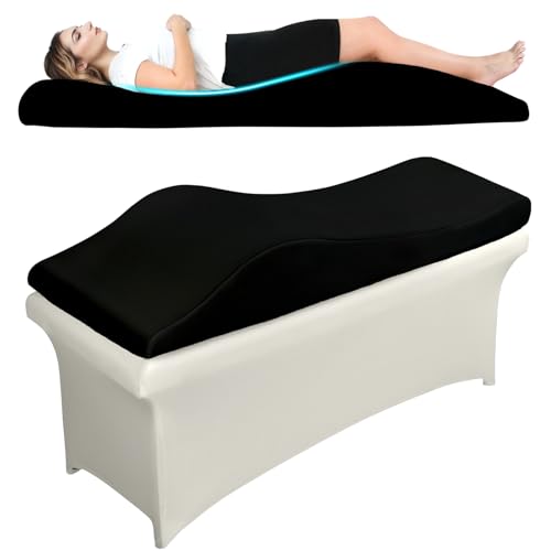 LUKYHONIE Ergonomic Lash Bed Topper Black 70.8 x 23.6 Inches - Curvy Massage Table Pad