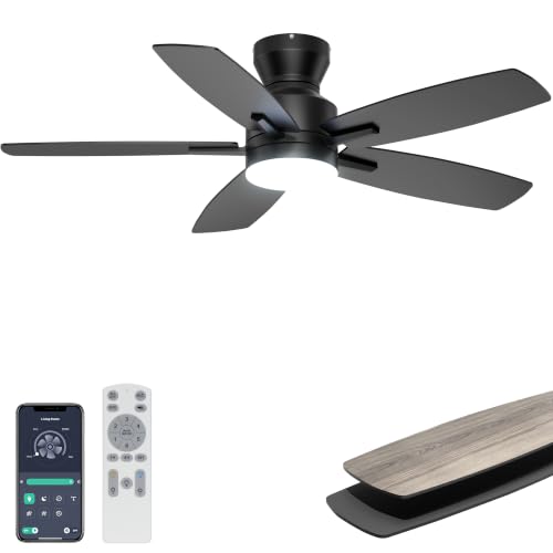 42-Inch Low Profile Ceiling Fan with Lights and Remote APP Control - Black