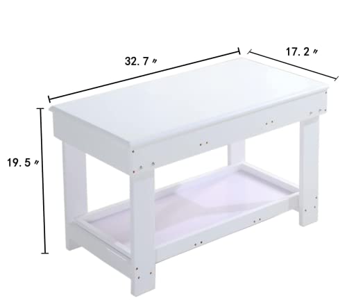 YouHi Kids Activity Table with Board & Double Storage - White, Large