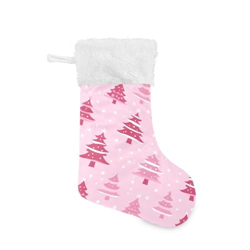 Pink Christmas Stocking 17.7 Inch Large Velvet Fireplace Hanging Gift