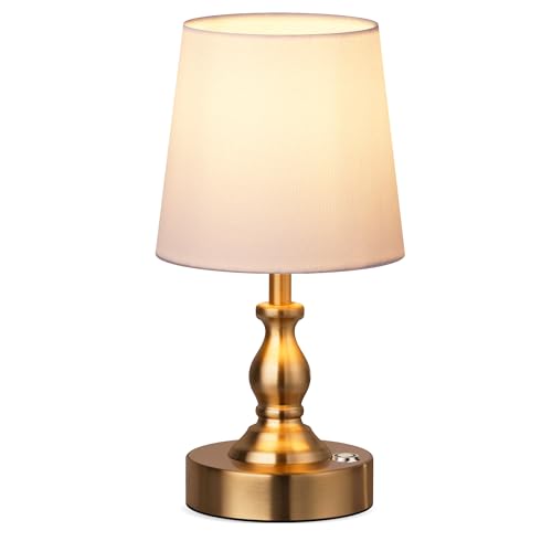 Mini Cordless LED Table Lamp with 5200mAh Battery, Dimmable Desk Light - Antique Brass