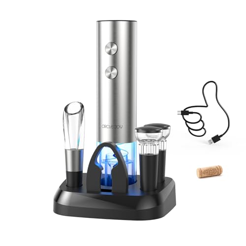7-in-1 Rechargeable Electric Wine Opener Set - Silver, Stainless Steel