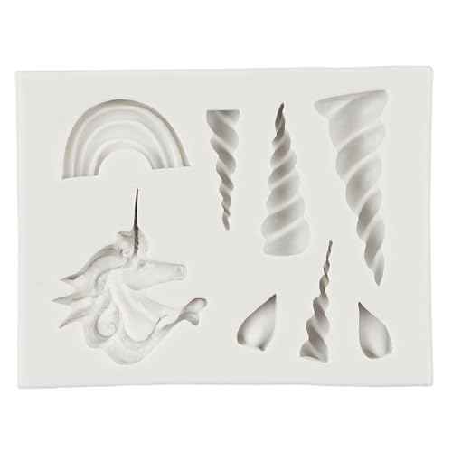 Unicorn Silicone Molds Unicorn Horn Ears Eyelash Rainbow Rose Flower Fondant Mold For Cake Decoration Cupcake Topper Sugar Craft Chocolate Candy Gum Paste Polymer Clay Set of 6