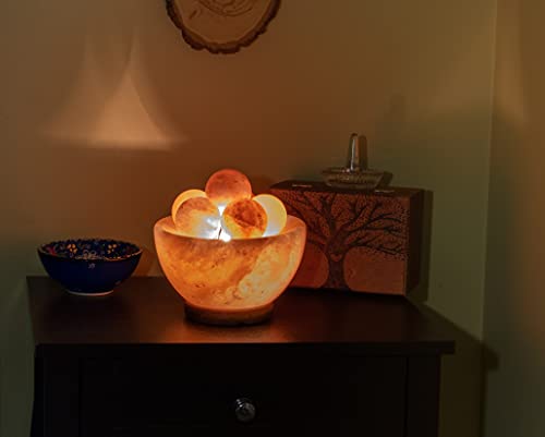 Himalayan Salt Lamp with 6 Massage Balls - Handmade Salt Crystal Decor