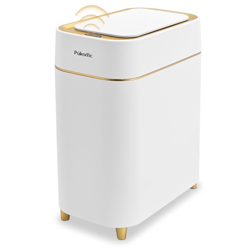 White Automatic Sensor Trash Can - Touchless Kitchen & Bathroom Waste Bin