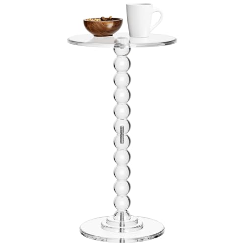 Acrylic Side Table - Round Top End Table with Solid Post - Clear, Normal Variation