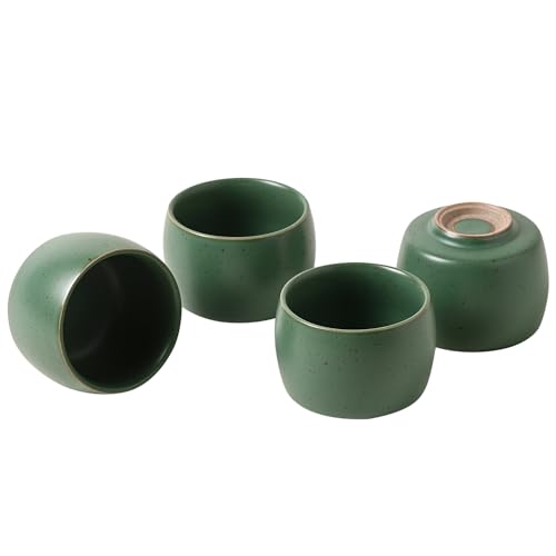 NCQIXIAO Green Rural Style Ceramic Espresso Cups Set of 4, 5oz Coffee Mugs