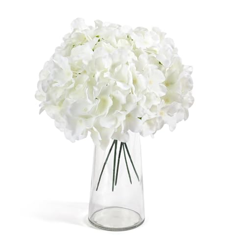 Ivory Hydrangea Artificial Flowers Bulk - 64 Pcs Silk Blooms for DIY Decor