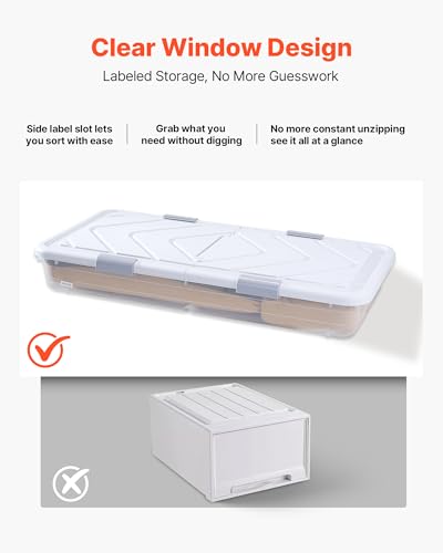 VEVOR Under Bed Storage with Wheels, 39.8 x 20.1 5.9 inch Underbed