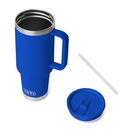 YETI Rambler 40 oz Travel Mug with Flip Straw Lid - Royal Blue, Vacuum Insulated, Leakproof, Cup Holder Friendly