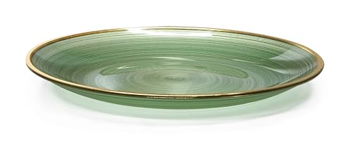 50 Pack Disposable Plastic Plates for Wedding & Party - Belize Green & Gold, 10in Dinner + 7in Salad Plates