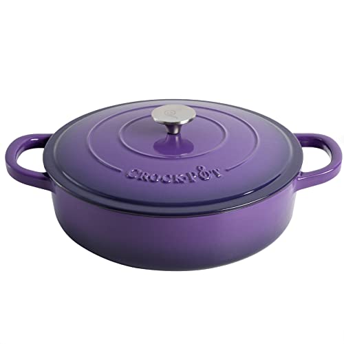 Crock-Pot Artisan 5 Quart Enamel Cast Iron Braiser with Lid Lavender Purple
