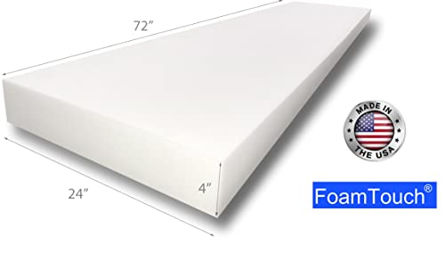 FoamTouch High-Density Upholstery Foam Cushion 4x24x72 in Made in USA