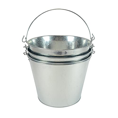 3-Pack Galvanized Beer Buckets - 5 Quart Outdoor Ice Pails 9x9x7 Inches