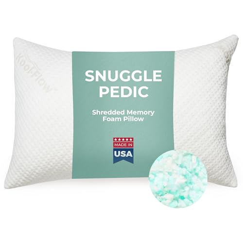 Snuggle-Pedic Standard Cooling Memory Foam Pillow with Gel Infusion - Support for Side Sleepers, Pregnancy, Travel