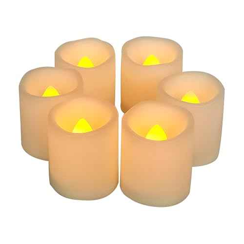 CANDLE CHOICE Battery Operated Flameless Votive Candles Small Bright Flickering LED Candle Lights for Wedding Party Table Centerpieces Halloween Christmas Decorations Batteries Incl Warm White 6 Pack