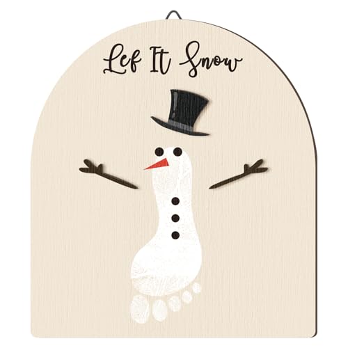Beeveer Christmas Baby Footprint DIY Mistletoe Snowman Sign (Snowman)