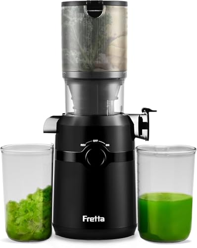 Fretta Black Cold Press Juicer Machine 1L with Wide Feed Chute – Easy to Clean