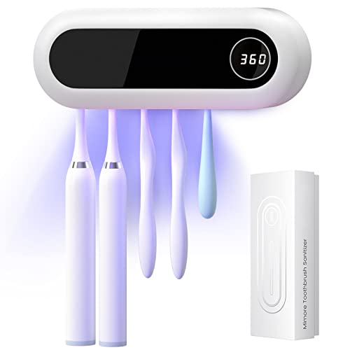 Wall Mounted Toothbrush Holder with 5 Slots and 6-Minute Timer - White