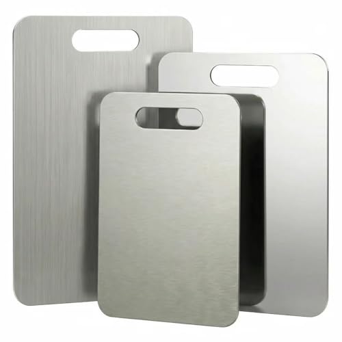 3-Piece Stainless Steel Cutting Board Set - Non-Toxic, Dishwasher Safe, Warp-Proof Kitchen Chopping Boards