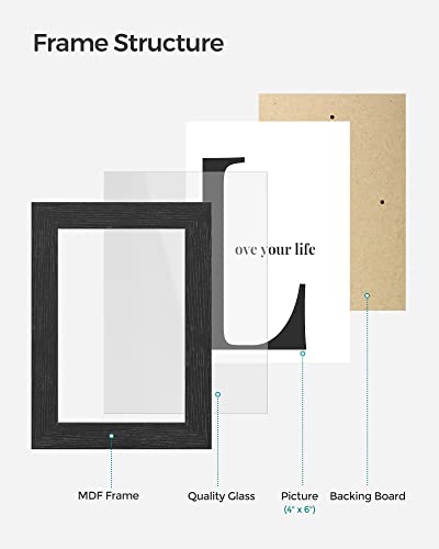 SONGMICS 12-Pack Collage Picture Frames 4x6, Ink Black Wall Decor Set