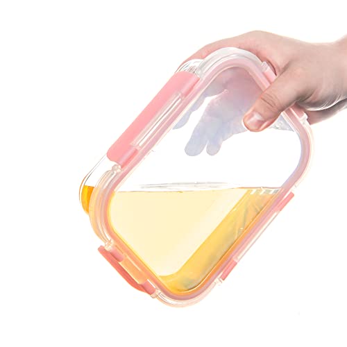 Pink Glass Food Storage Containers Set - Leak-Proof Meal Prep with Lids, 12-Pack